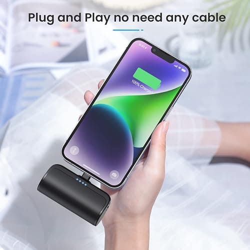 Mini Portable Charger Power Bank for iPhone,5200mAh Portable Phone Charger, Ultra-Compact PD Fast Charging Battery Pack Compatible with iPhone 14/14 Plus/Pro Max/13/12/12 Mini/11/XS/XR/X/8/7/6/6s - A-A--Black thumbnail 4