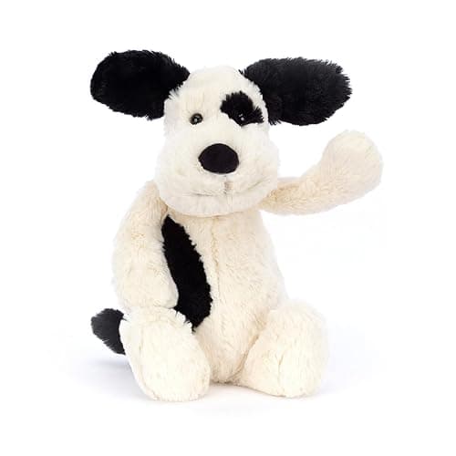 Jellycat Bashful Black and Cream Puppy Stuffed Animal, Medium 12 inches - Dogs and Puppies Plush Toy - Classic Children's Gift thumbnail 2