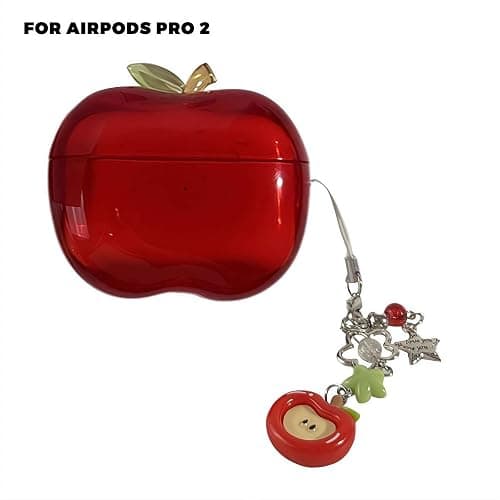 Cute Fruit Shaped Case for AirPods Pro 1/2, Realistic Design Cover with Leaf Charm, Translucent Shockproof TPU Protective Case, Great Gift Idea (red for Airpods Pro2) thumbnail 7