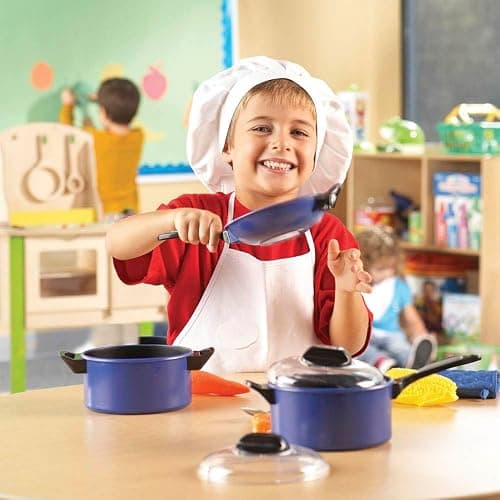 Learning Resources Pretend & Play Pro Chef Set, Kitchen Toys for Kids, Pretend Kitchen, Pots and Pans for Kids, 13 Pieces, Ages 3+ thumbnail 2