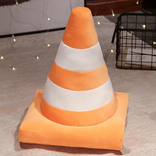 WAIUYIA Road Cone Plush Pillow - 3D Simulated Cone - Shaped, Fun & Creative, Traffic - Safety - Inspired Roadblock, Ideal for Racing Room, Car & Home Decor, Great for Reading & Napping (Orange) - Image 1