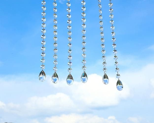 KANPURA 1ft 10pcs Teardrop Crystals Garland,Crystal Teardrop Chandelier Replacement,Hanging Glass Crystals for Chandelier, Christmas Tree, Wedding Decor(Clear) thumbnail 9