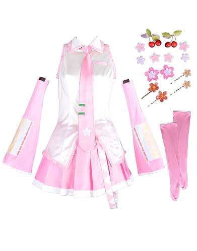 Haikyuu Women Pink Cosplay Dress with Socks Hair Pins Halloween Costume Anime Con - Image 1