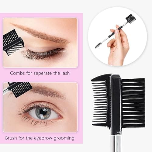 Eyelash Curlers Eyebrow Brush Kit for Women w Lash Curler, Eyelash Comb Seperator, Mascara Brushes, Eyelash Extension Tweezers, Angled Eyebrow Brush and Comb, 10 Silicone Refills Pads for Lash & Brow thumbnail 2
