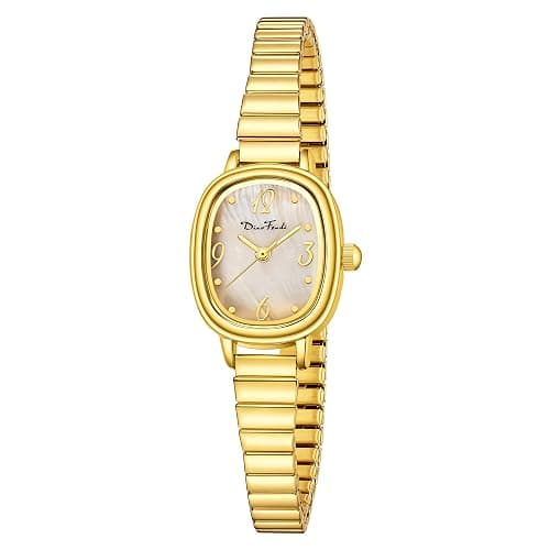 Diaofendi Petite Women's Easy Reader Analog Watch, Rectangular Watch, Stainless Steel Expansion Band, Water-Resistant - Image 1
