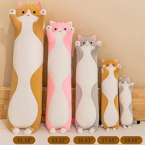 Rexinc Long Gray Cat Plush Pillow Toy Sleeping Pillow Cute Cartoon Cat Stuffed Animals Soft Long Body Pillow Gift for Kids(35.43in) thumbnail 6