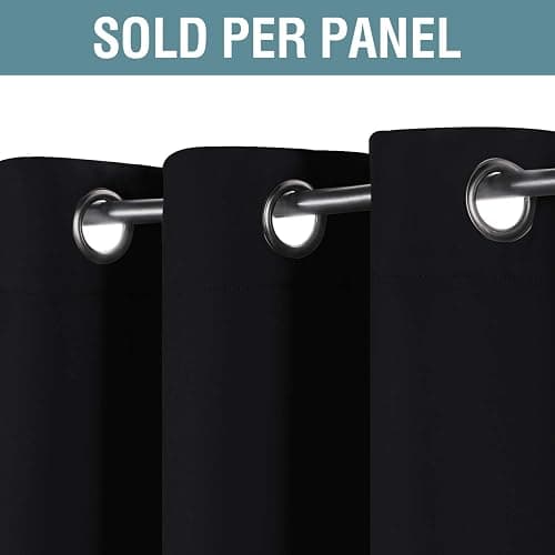 H.VERSAILTEX 100% Blackout Curtains for Bedroom Black Out Curtains 96 inch Thermal Insulated Long Blackout Curtains for Living Room, Energy Saving Curtains for Patio Door Grommet (1 Panel, Jet Black) thumbnail 3