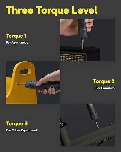 HOTO Electric Screwdriver Kit, Upgraded 1/4'' Hex 25 Bits, Magnetic Lid, Rechargeable Cordless Screwdriver, 3 Torque Settings, 1500mAh Battery, LED Light, Ideal for Assembling Furniture, Home Repair thumbnail 3