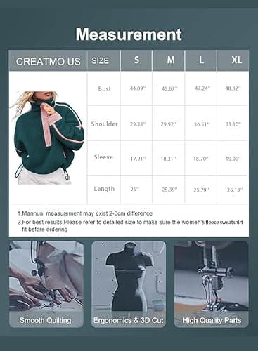 Kumufenc Women's Fleece Sweatshirts Half Zip Pullover Long Sleeve Oversized Workout Crop Tops Hoodie with Pocket thumbnail 6