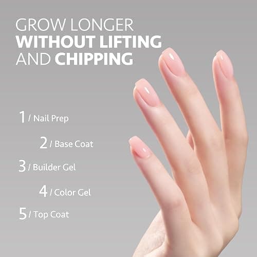 GAOY Builder Gel for Nails, 16ml Nail Strengthener in a Bottle, Nail Extension Hard Gel, Soak Off Long Lasting UV Light Cure, 1958 Crystal Pink, Base Coat Top Coat Needed thumbnail 4