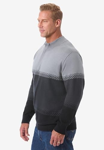 KingSize Men's Big & Tall Quarter Zip Mock Neck Lightweight Sweater thumbnail 3