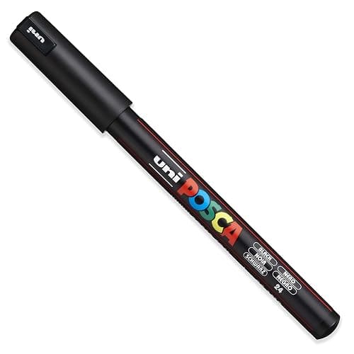 Posca - Ultra Fine to Fine Paint Marker Pens Set - PC-1MR, PC-1M, PC-3M - Black Ink - Pack of 3 thumbnail 2