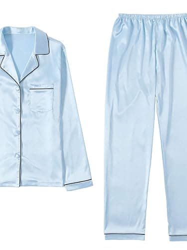 LYANER Women's Pajamas Set 7pcs Silk Satin Sleepwear Loungewear Cami Shirt Pj Set thumbnail 5