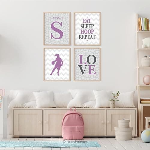 Basketball Room Décor for Girls – Inspirational Wall Art Set | Gift for Basketball Players, Teen Girls & Sports Lovers | Sports-Themed Bedroom Prints (A Set of 4), UNFRAMED thumbnail 3