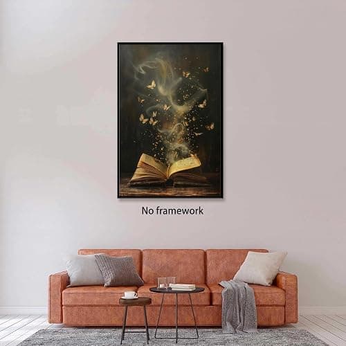 Vintage Moody Victorian Bookish Wall Art Magical Book Butterflies Canvas Print Retro Dark Academia Reading Nook Painting for Library Bookclub Bedroom Book Lover Decor 12x18inch Unframed - 12L" x 18W" - style-1 Unframed thumbnail 4