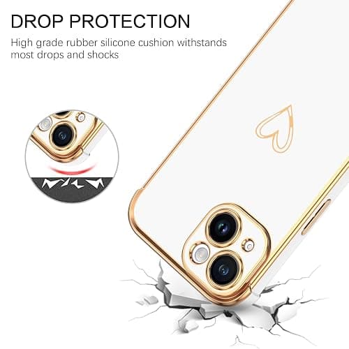 BENTOBEN for iPhone 15 Case, Phone Case iPhone 15, Cute Heart Pattern Slim Fit Thin Soft Flexible Shockproof TPU Bumper Non-Slip Lightweight Women Girls Charging Protective Cover for iPhone 15, White thumbnail 3