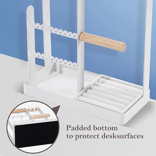 ProCase Jewelry Organizer Jewelry Stand Jewelry Holder Organizer, 4-Tier Necklace Organizer with Ring Tray, Large Aesthetic Jewelry Tower Storage Rack Tree for Bracelets Earrings Rings -Large, White thumbnail 5