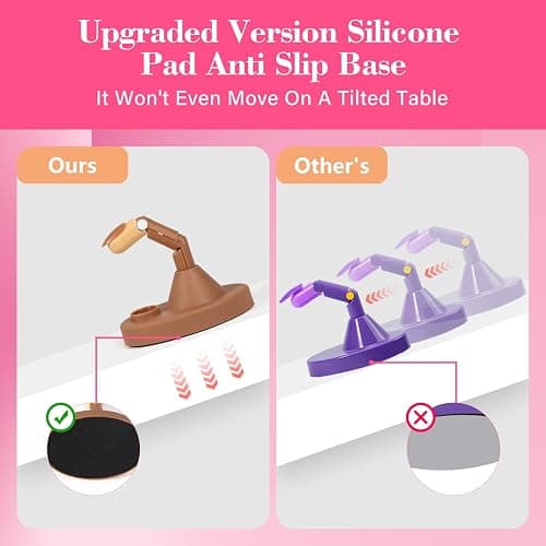 Practice Fingers Hand Acrylic Nails: 3PCS Fake Fingers to Practice Fake Nails - Manicure Acrylic Nail Hands Training Set with Base and 100PCS Brown Nail Tips for Nail Supplies thumbnail 4
