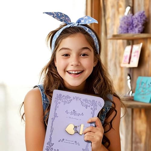 Hoci Poci Diary with Lock and Keys for Girls Gift Ideas, 360 Pages Journal | Elegant Gift Box for Teen Girls, B6 Gold Edged Pages Refillable Notebook with Pen and Bookmark for Writing, Garden Purple thumbnail 8