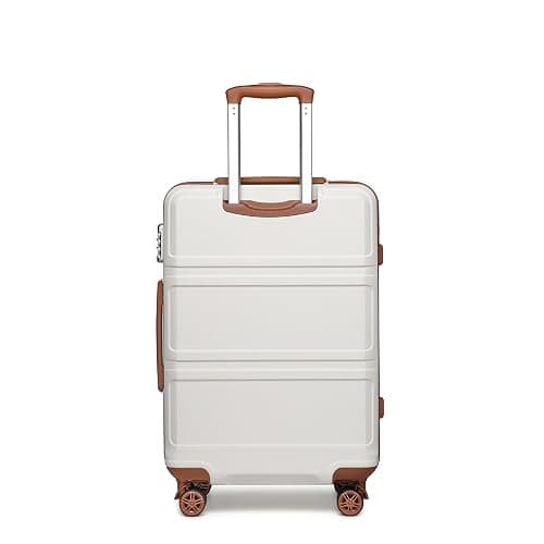 Kono 24 Inch Luggage Suitcase Lightweight with Spinner Wheels TSA Lock Hardside Medium Checked Luggage Durable Rolling Suitcase Cream White thumbnail 8