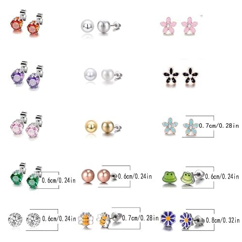 30 Pairs Hypoallergenic Earrings for Girls Sensitive Ears with Stainless Steel Post -Assorted Cute Stud Earrings for Teens Girls Women thumbnail 3