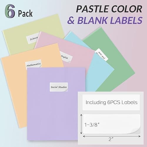 Sooez 6Pack Folders with Pockets, Pastel Colors, Heavy Duty Pocket Folders, Plastic Folders with Pockets, 2 Pocket Folders Bulk, File Folders, School Folders Business Folder Office Filing Supplies - Pastel Colors thumbnail 2