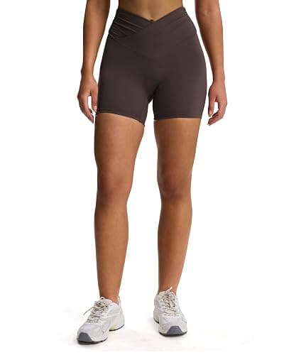 Aoxjox Venus Workout Biker Shorts for Women Cross-Waist Tummy Control High Waisted Hidden Scrunch Yoga Short 5"/6"/7" thumbnail 2