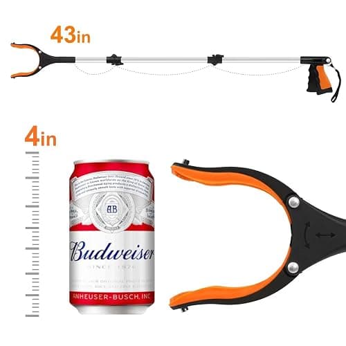 43" Extra Long Grabber Tool, Foldable Grabbers for Elderly Grab It Reaching Tool with Rotating Jaw +Magnets, 4" Wide Claw Opening Reacher Grabber Pickup Tool, Grabber Reacher Tool Heavy Duty thumbnail 8