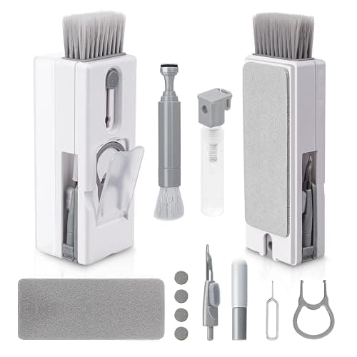 Alyvisun 11 en 1 Kit Limpieza PC Multifuncional, Cepillo de Limpiador Teclado con Extractor de Teclas, para Laptop, Teléfonos, Auriculares, Gris - Image 1