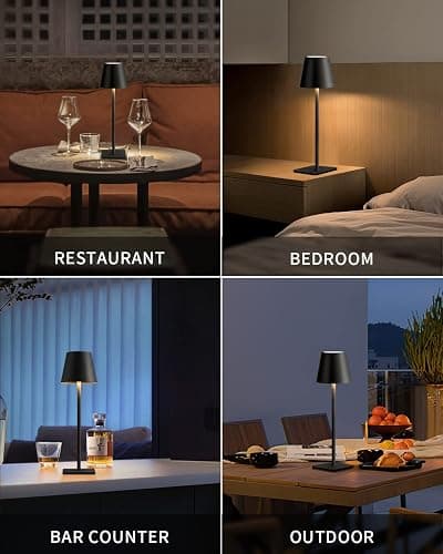 KDG Cordless Table Lamp, Portable LED Desk Lamp, 5000mAh Battery Operated, 3 Color Stepless Dimming Up, for Restaurant/Bedroom/Bars/Outdoor Party/Camping/Coffee Shop Atmosphere Night Light(Black) thumbnail 7