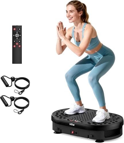 HTM Vibration Plate Exercise Machine, 9 Modes & 120 Speeds, Body Shake Plate with Resistance Bands Slot & Remote Control, Shake Board for Weight Loss Fat Burner Home Fitness Workout - Image 1