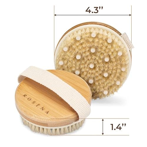Dry Brushing Body Brush - Best for Exfoliating Dry Skin, Lymphatic Drainage and Cellulite Treatment - Organic Spa Exfoliation and Massage Scrub Brush with Natural Boar Bristles thumbnail 6