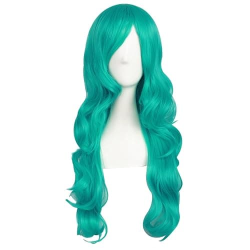 MapofBeauty 24 Inch/60cm Charming Synthetic Fiber Long Wavy Hair Wig Women's Party Full Wig (Dark Teal Green) - Image 1