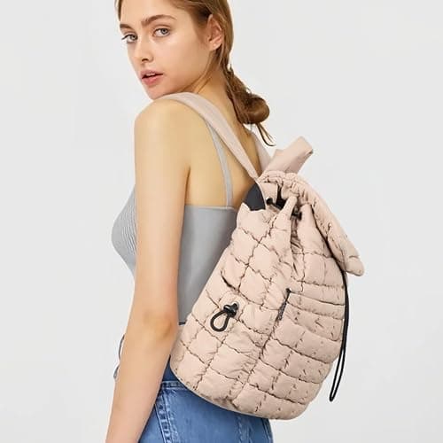 CLUCI Puffy Quilted Backpack Purse for Women, Casual Lightweight Daypack for Women Travel thumbnail 7