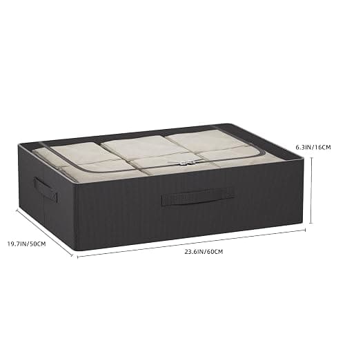 CYhom Under Bed Storage Bins Frame Storage Box Oxford Fabric Sturdy Underbed Container Foldable Stackable Large Capacity Clothes Organizer thumbnail 2