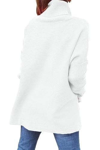 LILLUSORY Women's Turtleneck Oversized Sweaters Long Batwing Sleeve Spilt Hem Tunic Pullover Knit Tops thumbnail 7
