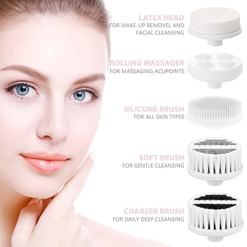 Waterproof Facial Cleansing Spin Brush Set with 5 Exfoliating Brush Heads - Electric Face Scrubber Cleanser Brush by CLSEVXY - Face Brush for Gentle Exfoliation and Deep Scrubbing thumbnail 2