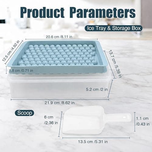 WIBIMEN Mini Ice Cube Trays for Freezer with Lid, 0.55" Pebble Ice | 2 Trays-Blue, with Ice Box & Scoop. for Iced Coffee, Bottles, Juice & Everyday Drinks, Easy Twist Release, Stackable thumbnail 2