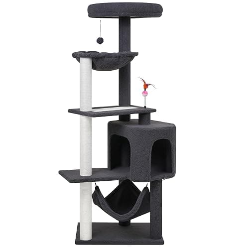 YUNIQUE Cat Tree with Cat Condo Scratch Posts Scratch Tablet and Big Hammock, (60.2‘’ Grey) - Image 1