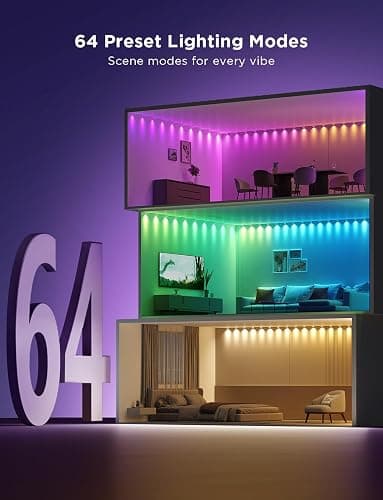 Govee RGBIC String Downlights, Smart LED String Lights Works with Alexa, Color Changing Indoor Wall Light Fixture for Party, Music Sync, 9.8ft with 15 LEDs, White thumbnail 3