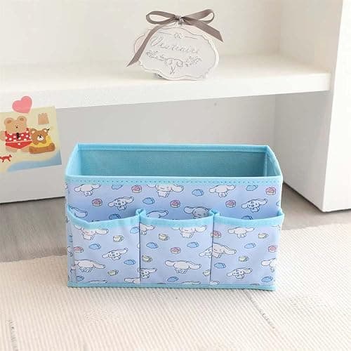 4 Grids Cartoon Storage Bin, Kawaii Collapisible Storage Box, Cute Foldable Basket Makeup Holder Office Desk Organizer Room Decor (Dog) thumbnail 2