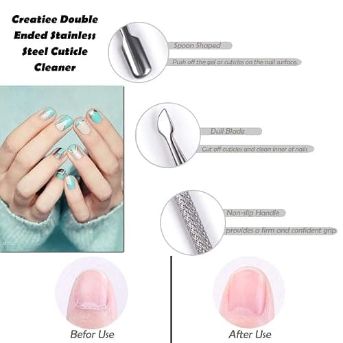 10Pcs Cuticle Pusher Remover and Cutter, Creatiee Double Ended Stainless Steel Cuticle Cleaner Nail Gel Polish Removal, Manicure Pedicure Nail Tools for Fingernails Toenails - Professional & Durable thumbnail 4