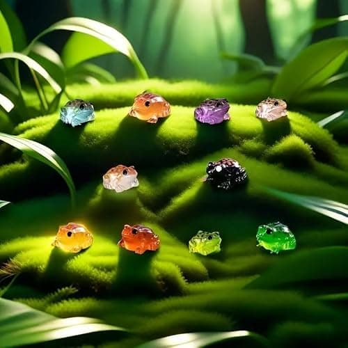 Exasinine 50Pcs Luminous Mini Resin Frog 10 Colors Miniature Frog Figurines Tiny Animals for Crafts Fairy Garden Micro Moss Landscape Aquarium thumbnail 6