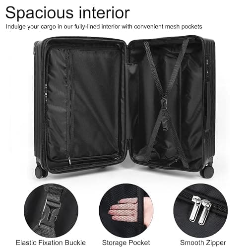SONSENAI 3-Piece Expandable Luggage Set Suitcase in Classic Black -Double Wheel Stability & Secure TSA Locks(20in24in28in) thumbnail 3