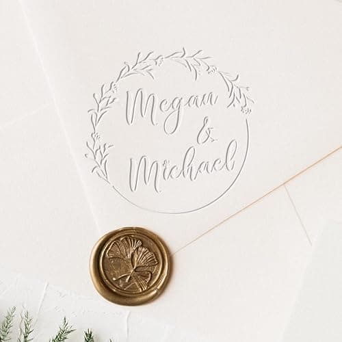 Custom Personalized Wedding Embosser - 9 Designs to Choose from! Monogram Name Floral Wedding Script Labels Mail Black thumbnail 7