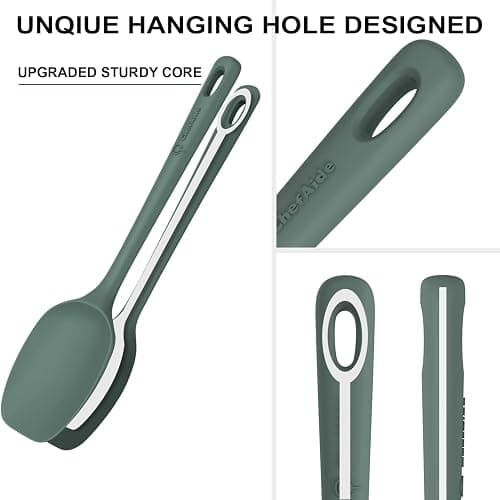 ChefAide 5 Pieces Silicone Spatula Set, Food Grade Rubber Spatula, Upgrade Strong Handle with Ergonomic Grip, Heat Resistant Up to 600°F for Nonstick Cookware, Cooking Dried Thyme thumbnail 3