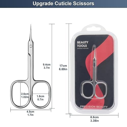 CGBE Cuticle Scissors Extra Fine Curved Blade, Super Slim Manicure Scissors for Cuticles Professional Small Scissors with Precise Pointed Tip Grooming Blades, Eyebrow, Eyelash, and Dry Skin - Silvery thumbnail 3