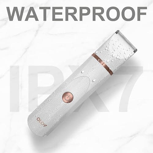 OLOV Electric Body Hair Trimmer - Groin Trimmer for Men - Bikini Trimmer Women - Wet/Dry Shaver Groomer, Replaceable Ceramic Blade Heads, USB Recharge Dock, Waterproof Hygiene Razor, White thumbnail 6