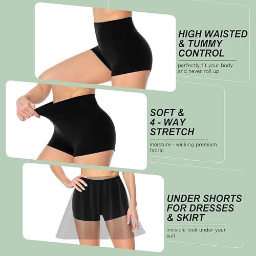 Women's 3"/5" High Waisted Biker Shorts - Spandex Yoga, Workout, Cycling, Volleyball, Dance | Athletic Booty Shorts thumbnail 5