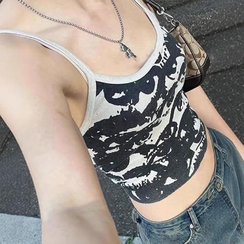 JOLILUNA Whimsy Graphic Baby Tee Fashion Whimsical Clothes for Women Y2k Whimsy Vest Summer 2025 thumbnail 2